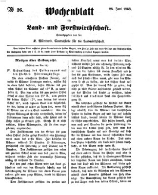 Wochenblatt für Land- und Forstwirthschaft Samstag 25. Juni 1853