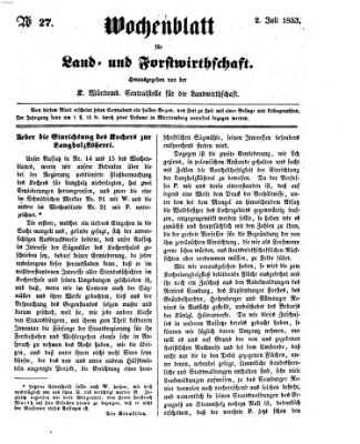 Wochenblatt für Land- und Forstwirthschaft Samstag 2. Juli 1853