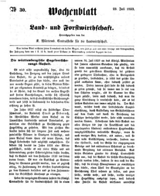 Wochenblatt für Land- und Forstwirthschaft Samstag 23. Juli 1853