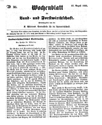 Wochenblatt für Land- und Forstwirthschaft Samstag 27. August 1853