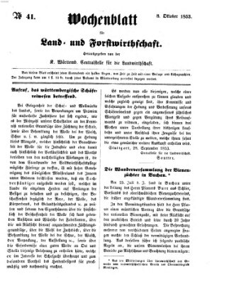 Wochenblatt für Land- und Forstwirthschaft Samstag 8. Oktober 1853