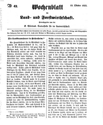 Wochenblatt für Land- und Forstwirthschaft Samstag 15. Oktober 1853