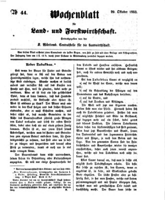 Wochenblatt für Land- und Forstwirthschaft Samstag 29. Oktober 1853