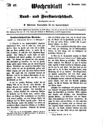 Wochenblatt für Land- und Forstwirthschaft Samstag 19. November 1853