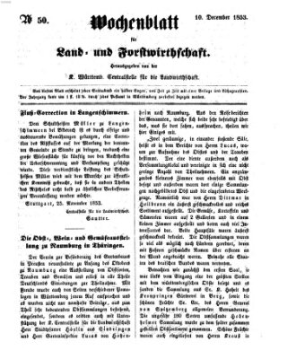 Wochenblatt für Land- und Forstwirthschaft Samstag 10. Dezember 1853