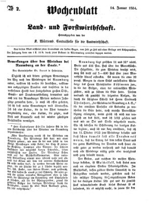 Wochenblatt für Land- und Forstwirthschaft Samstag 14. Januar 1854