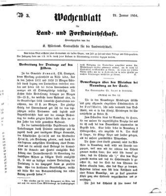 Wochenblatt für Land- und Forstwirthschaft Samstag 21. Januar 1854