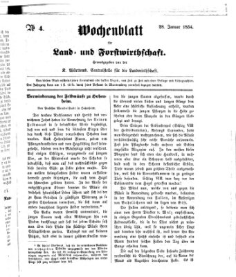 Wochenblatt für Land- und Forstwirthschaft Samstag 28. Januar 1854