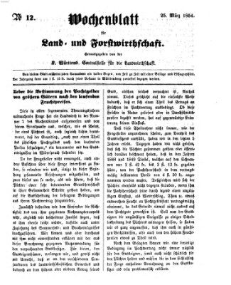 Wochenblatt für Land- und Forstwirthschaft Samstag 25. März 1854