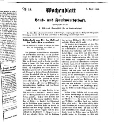 Wochenblatt für Land- und Forstwirthschaft Samstag 8. April 1854