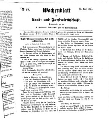 Wochenblatt für Land- und Forstwirthschaft Samstag 29. April 1854