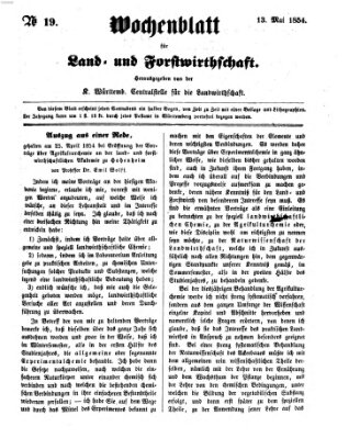 Wochenblatt für Land- und Forstwirthschaft Samstag 13. Mai 1854