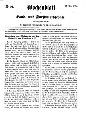 Wochenblatt für Land- und Forstwirthschaft Samstag 27. Mai 1854