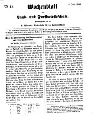 Wochenblatt für Land- und Forstwirthschaft Samstag 3. Juni 1854