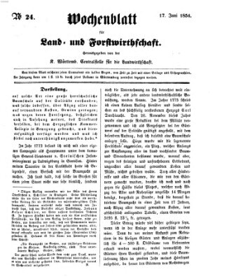 Wochenblatt für Land- und Forstwirthschaft Samstag 17. Juni 1854