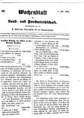 Wochenblatt für Land- und Forstwirthschaft Samstag 1. Juli 1854