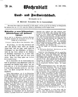 Wochenblatt für Land- und Forstwirthschaft Samstag 15. Juli 1854