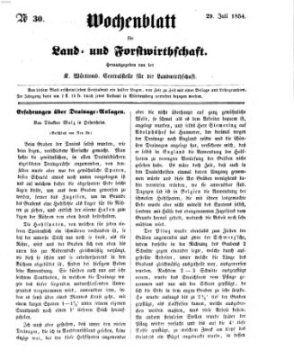 Wochenblatt für Land- und Forstwirthschaft Samstag 29. Juli 1854