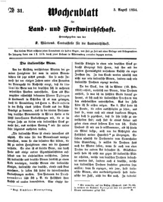 Wochenblatt für Land- und Forstwirthschaft Samstag 5. August 1854