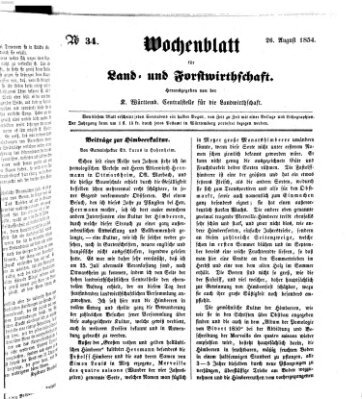 Wochenblatt für Land- und Forstwirthschaft Samstag 26. August 1854