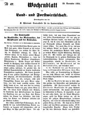 Wochenblatt für Land- und Forstwirthschaft Samstag 25. November 1854