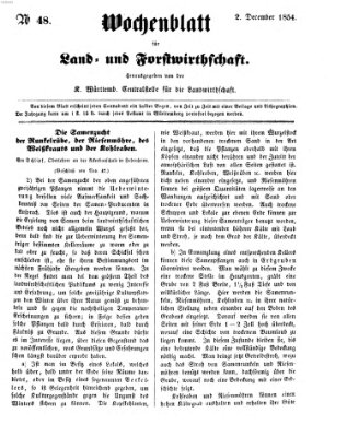 Wochenblatt für Land- und Forstwirthschaft Samstag 2. Dezember 1854