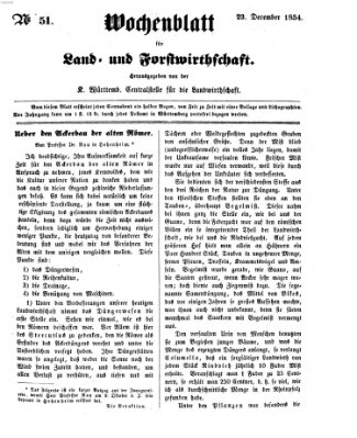 Wochenblatt für Land- und Forstwirthschaft Samstag 23. Dezember 1854