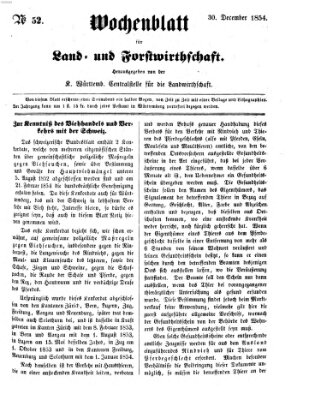 Wochenblatt für Land- und Forstwirthschaft Samstag 30. Dezember 1854