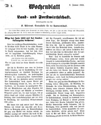 Wochenblatt für Land- und Forstwirthschaft Samstag 6. Januar 1855