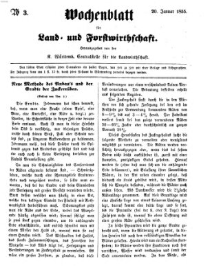 Wochenblatt für Land- und Forstwirthschaft Samstag 20. Januar 1855