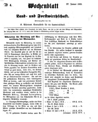 Wochenblatt für Land- und Forstwirthschaft Samstag 27. Januar 1855