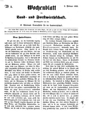 Wochenblatt für Land- und Forstwirthschaft Samstag 3. Februar 1855