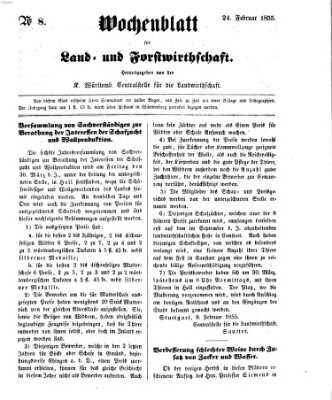 Wochenblatt für Land- und Forstwirthschaft Samstag 24. Februar 1855