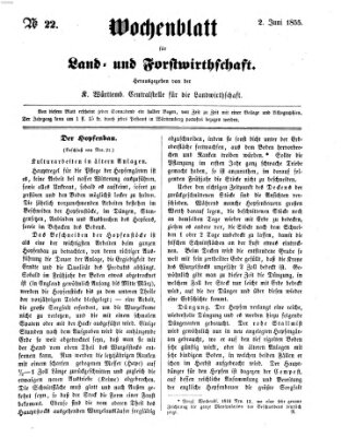 Wochenblatt für Land- und Forstwirthschaft Samstag 2. Juni 1855