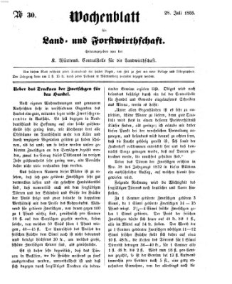 Wochenblatt für Land- und Forstwirthschaft Samstag 28. Juli 1855