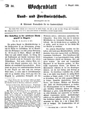 Wochenblatt für Land- und Forstwirthschaft Samstag 4. August 1855