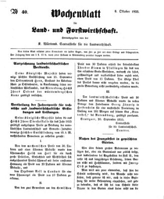 Wochenblatt für Land- und Forstwirthschaft Samstag 6. Oktober 1855