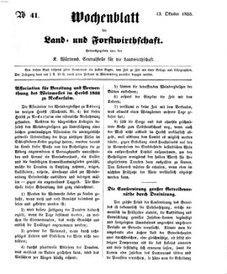 Wochenblatt für Land- und Forstwirthschaft Samstag 13. Oktober 1855