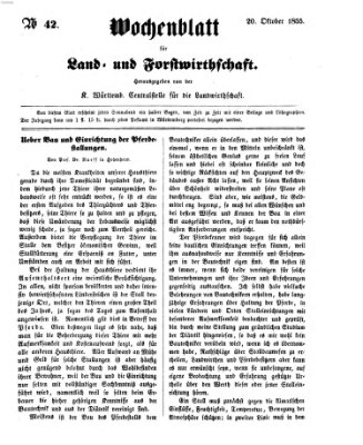 Wochenblatt für Land- und Forstwirthschaft Samstag 20. Oktober 1855