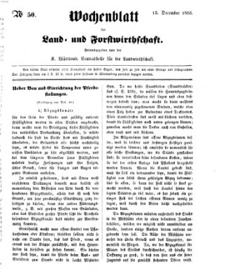 Wochenblatt für Land- und Forstwirthschaft Samstag 15. Dezember 1855