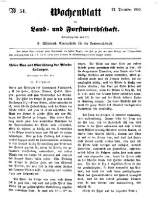 Wochenblatt für Land- und Forstwirthschaft Samstag 22. Dezember 1855