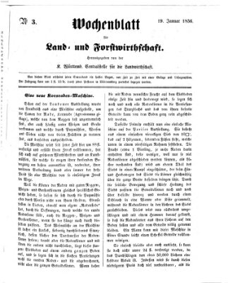 Wochenblatt für Land- und Forstwirthschaft Samstag 19. Januar 1856