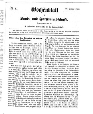 Wochenblatt für Land- und Forstwirthschaft Samstag 26. Januar 1856