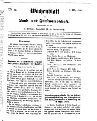 Wochenblatt für Land- und Forstwirthschaft Samstag 8. März 1856