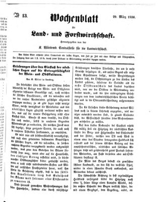 Wochenblatt für Land- und Forstwirthschaft Samstag 29. März 1856