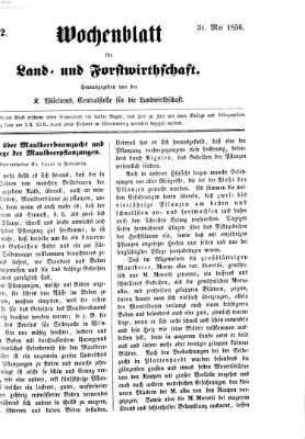 Wochenblatt für Land- und Forstwirthschaft Samstag 31. Mai 1856