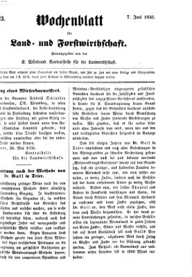 Wochenblatt für Land- und Forstwirthschaft Samstag 7. Juni 1856