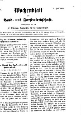 Wochenblatt für Land- und Forstwirthschaft Samstag 5. Juli 1856