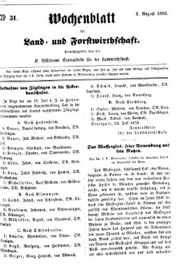 Wochenblatt für Land- und Forstwirthschaft Samstag 2. August 1856