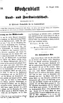 Wochenblatt für Land- und Forstwirthschaft Samstag 16. August 1856